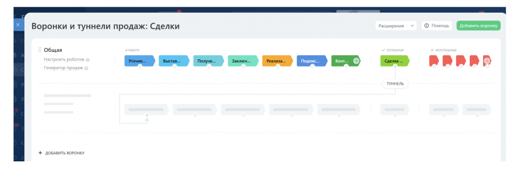 Настройка воронки и туннелей продаж в Битрикс24 — этапы сделки, успешные и неуспешные стадии, автоматизация переходов